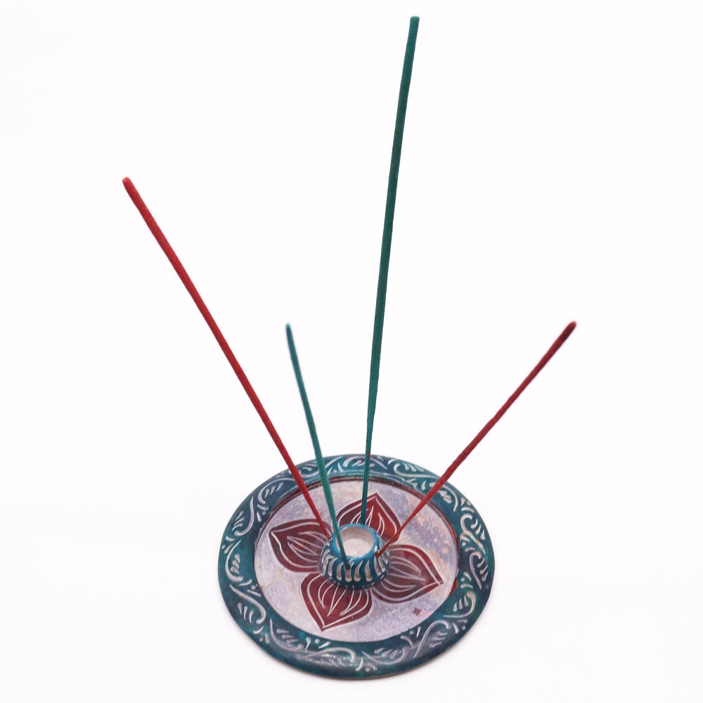 Four Petal Soapstone Disc Incense Holder (cone & incense holder)