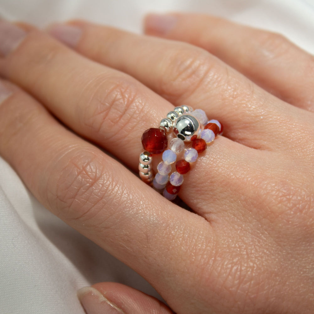 Blood Moon Nymph Spirit Gemstone Ring Set
