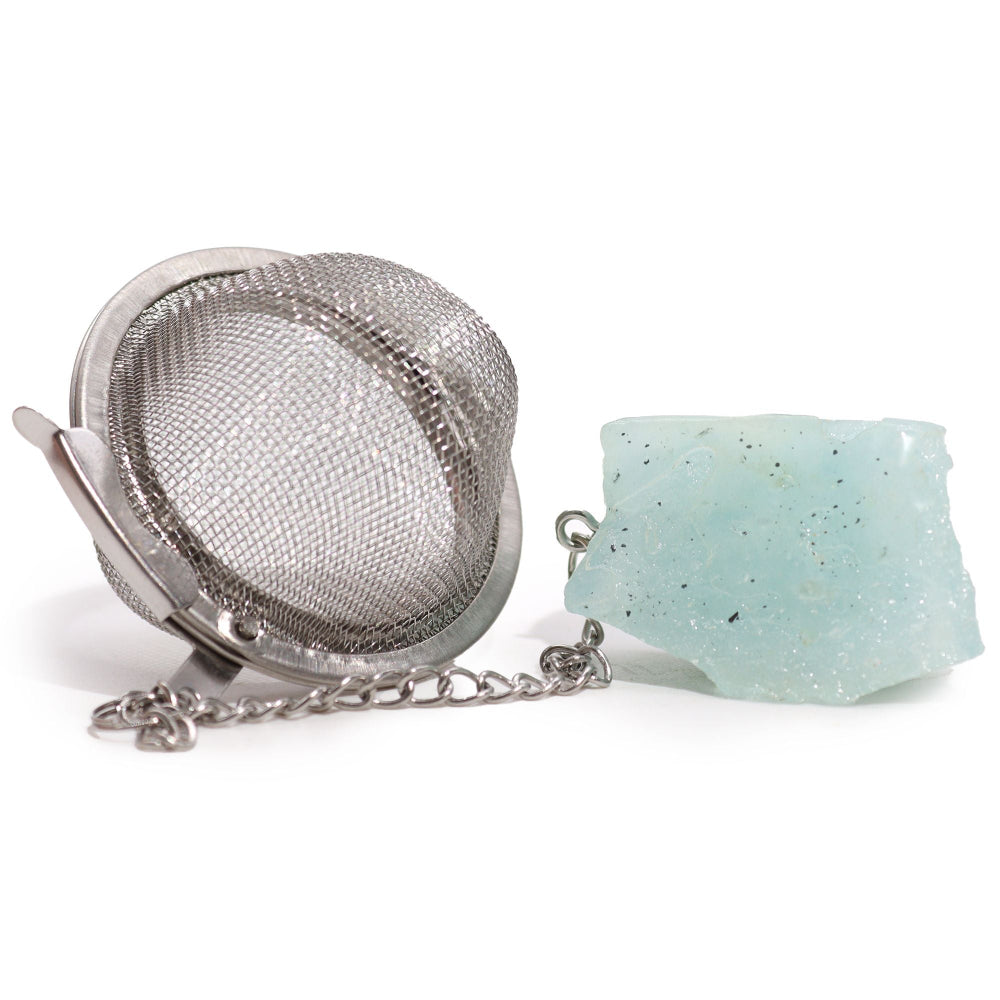 Aquamarine Raw Crystal Gemstone Tea Strainer