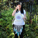 Macrame Pyramid White/Turquoise Protection Dream Catcher
