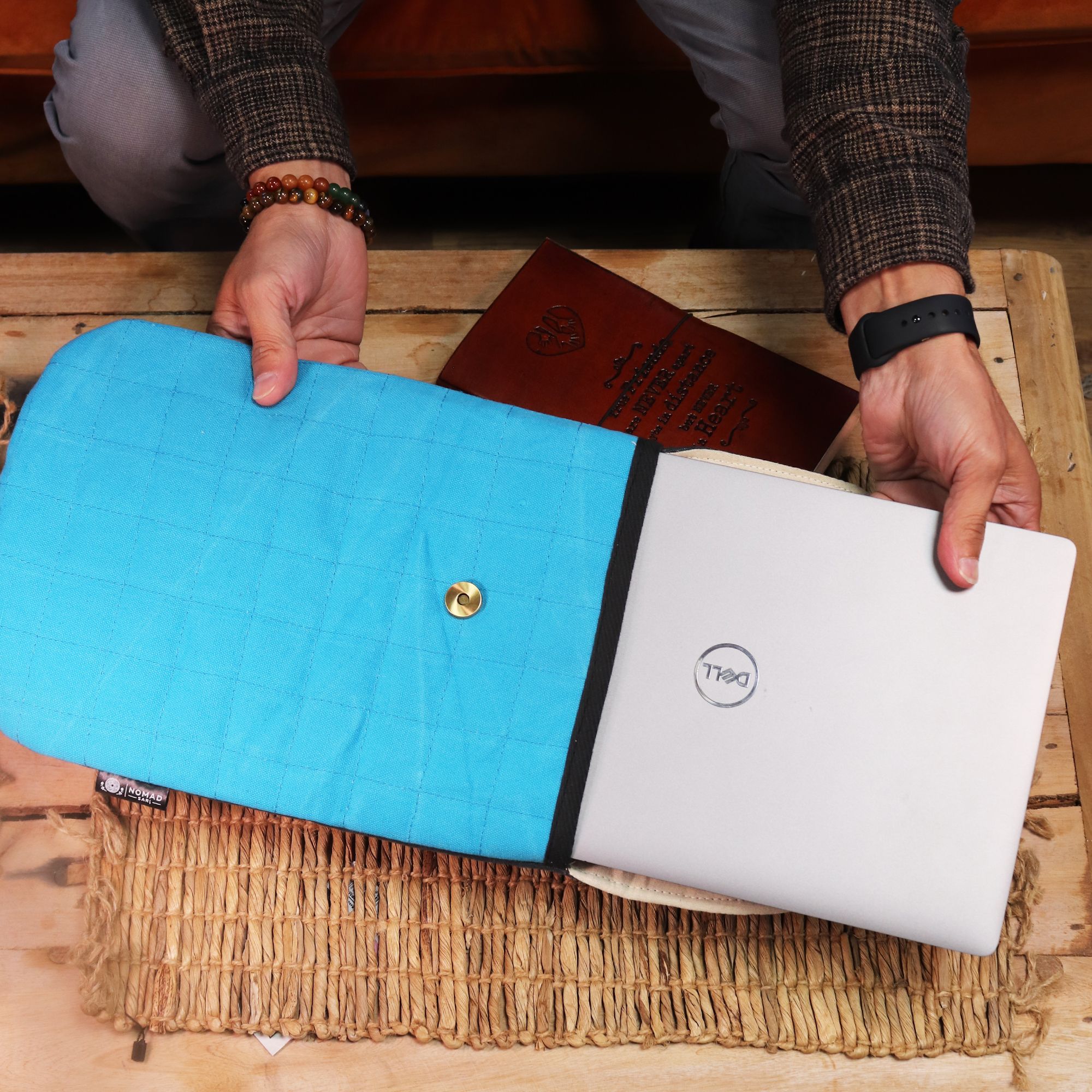 Terrific Turquoise  Stonewash Laptop Padded Pouch