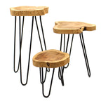 Natural Set of 3 Gamal Wood Plant Stands