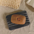 Heavy Ridges Grey Soapstone Soap Dish