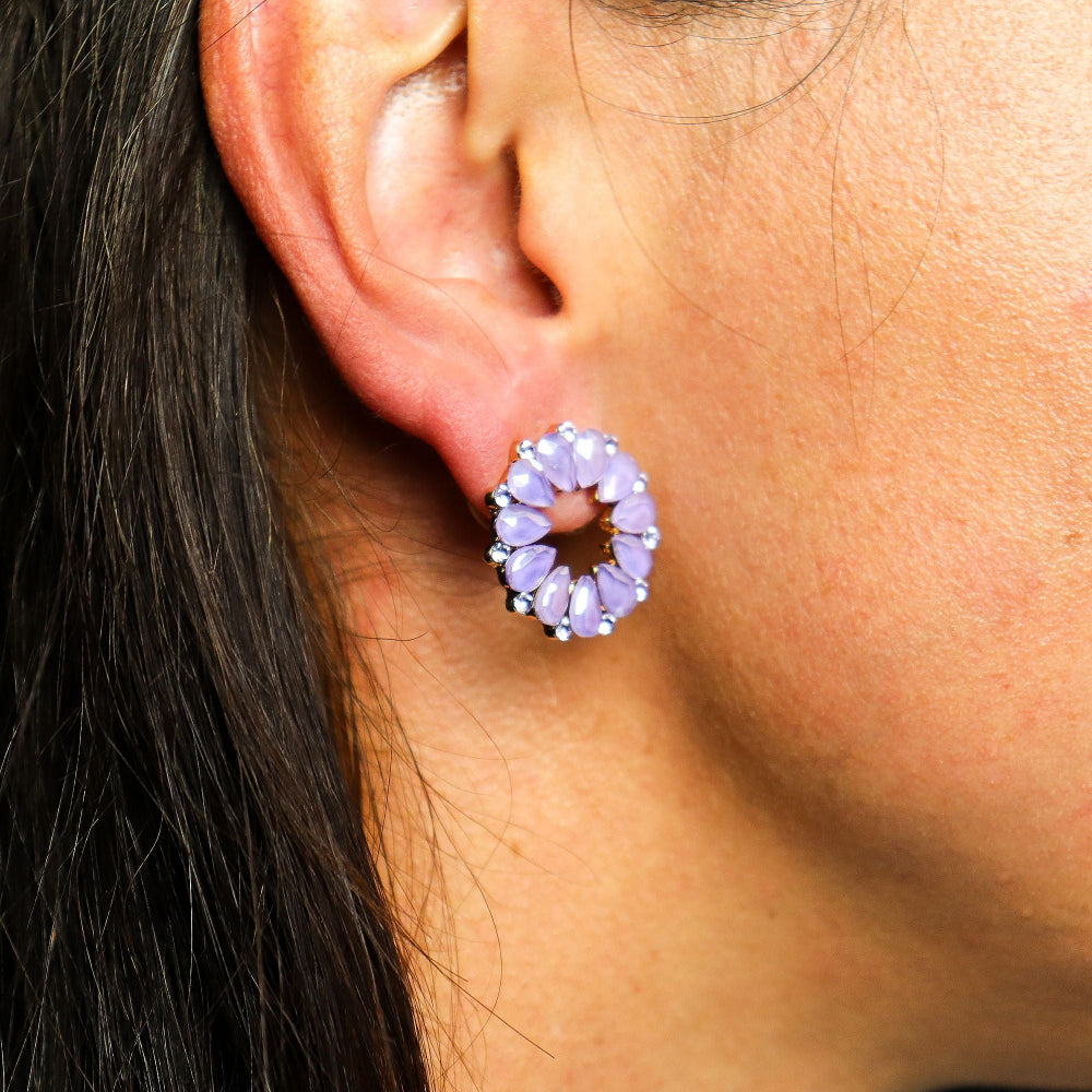 Loop Lavender Vintage Glass Earrings
