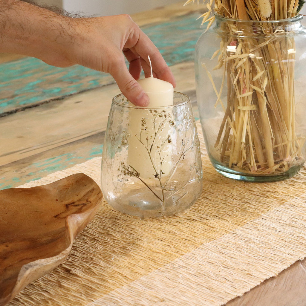Margarita Natural Floral Glass Vase Candle Holder