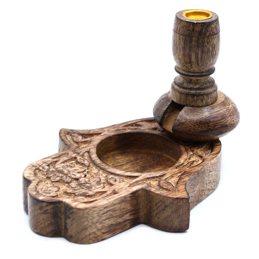 Hamsa  Mango Wood Backflow Burner Small