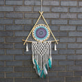 Macrame Pyramid White/Turquoise Protection Dream Catcher