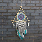 Macrame Pyramid White/Turquoise Protection Dream Catcher