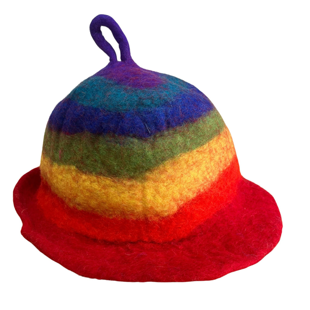 Rainbow Felted Sauna Bowl Hat