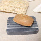 Heavy Ridges Grey Soapstone Soap Dish