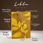 Lokta Bold Floral Mustard Brown Bamboo Lock Notebook  Medium