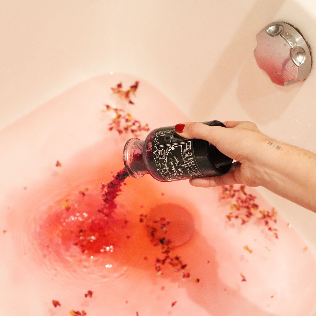 Seduction Ancient Witch Bath Spell Potion & Amethyst Crystal Amulet