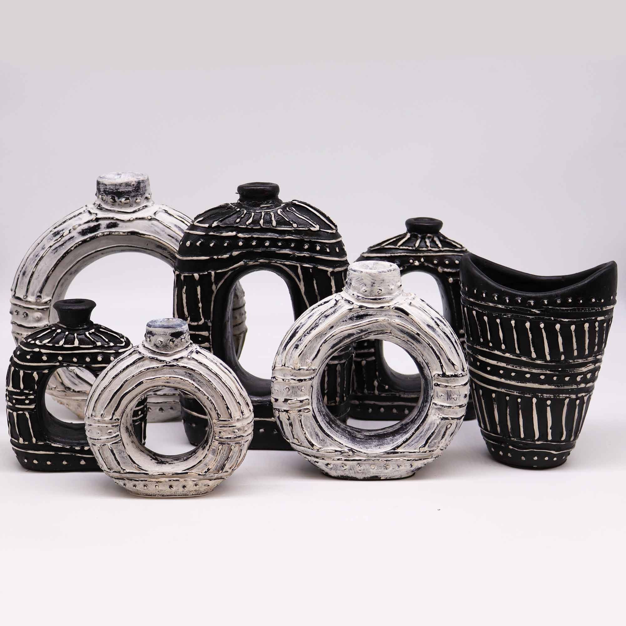 Cream Round Donut Shaped Vase  30cm