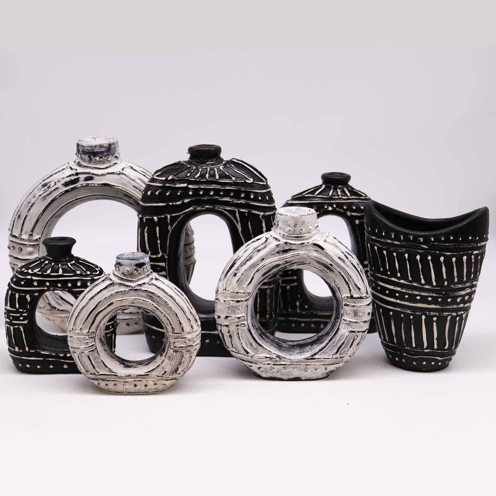 Chocolate Oval Donut Shaped Vase  23cm