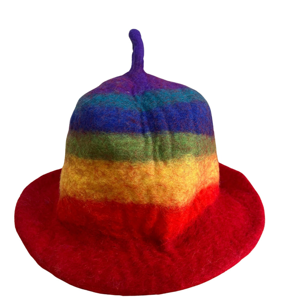 Rainbow Felted Sauna Bowl Hat