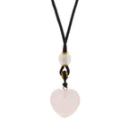 Rose Quartz Heart Cord Necklace Gemstone Pendant