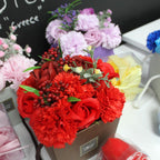 Pink Rose & Carnation Soap Flower Bouquet