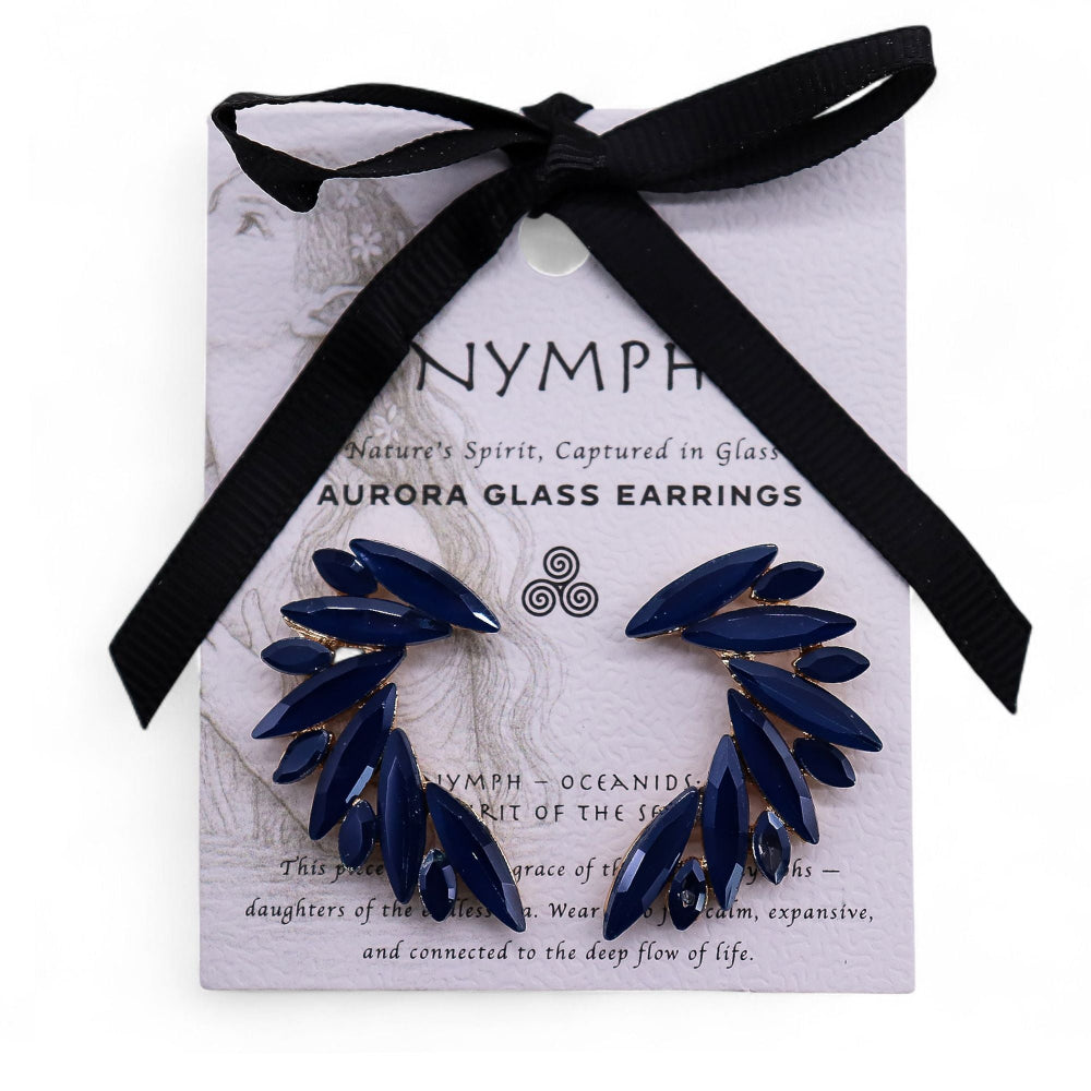 Royal Blue  Angel Wings Vintage Glass Earrings