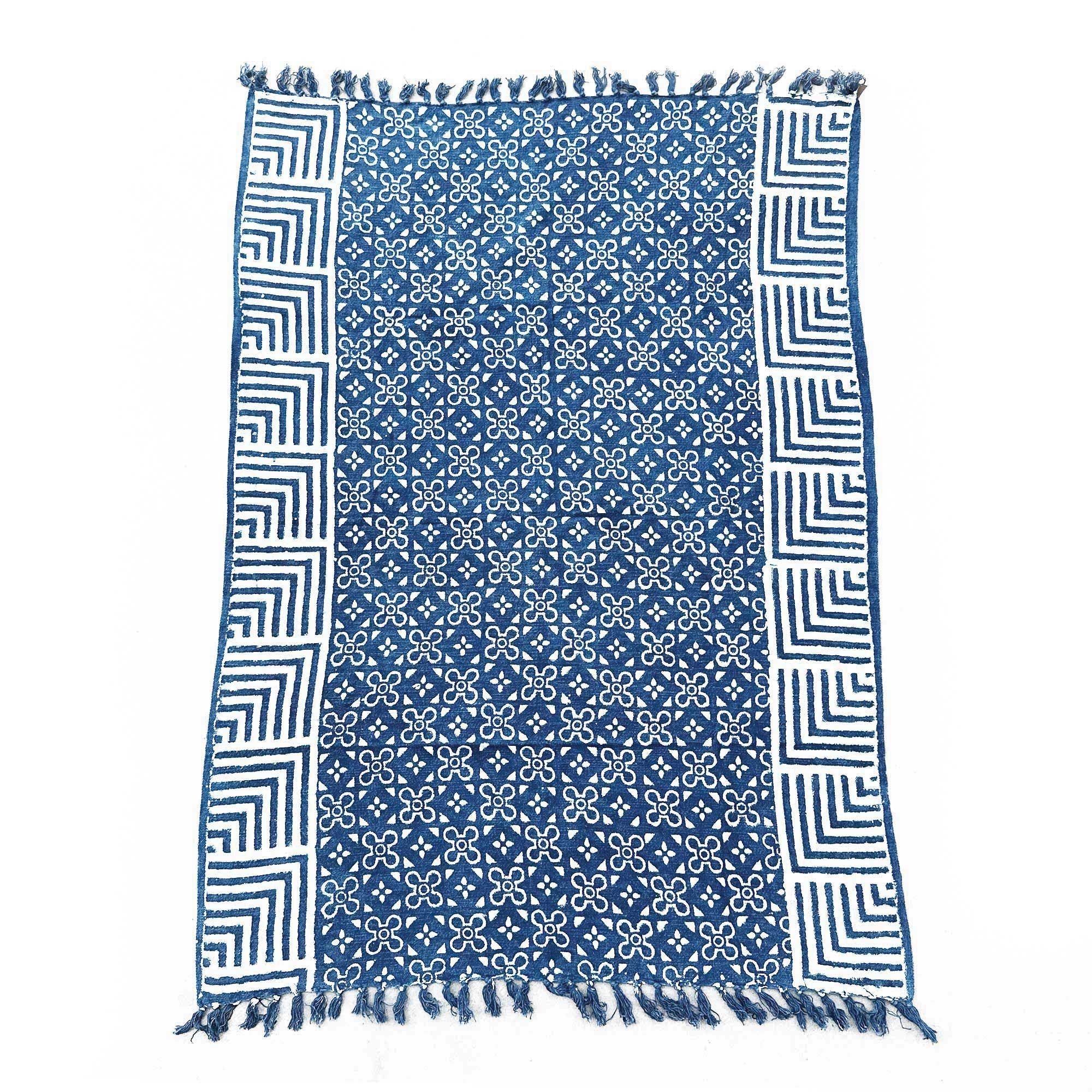 Kasba Tiles Handmade Indigo Throw