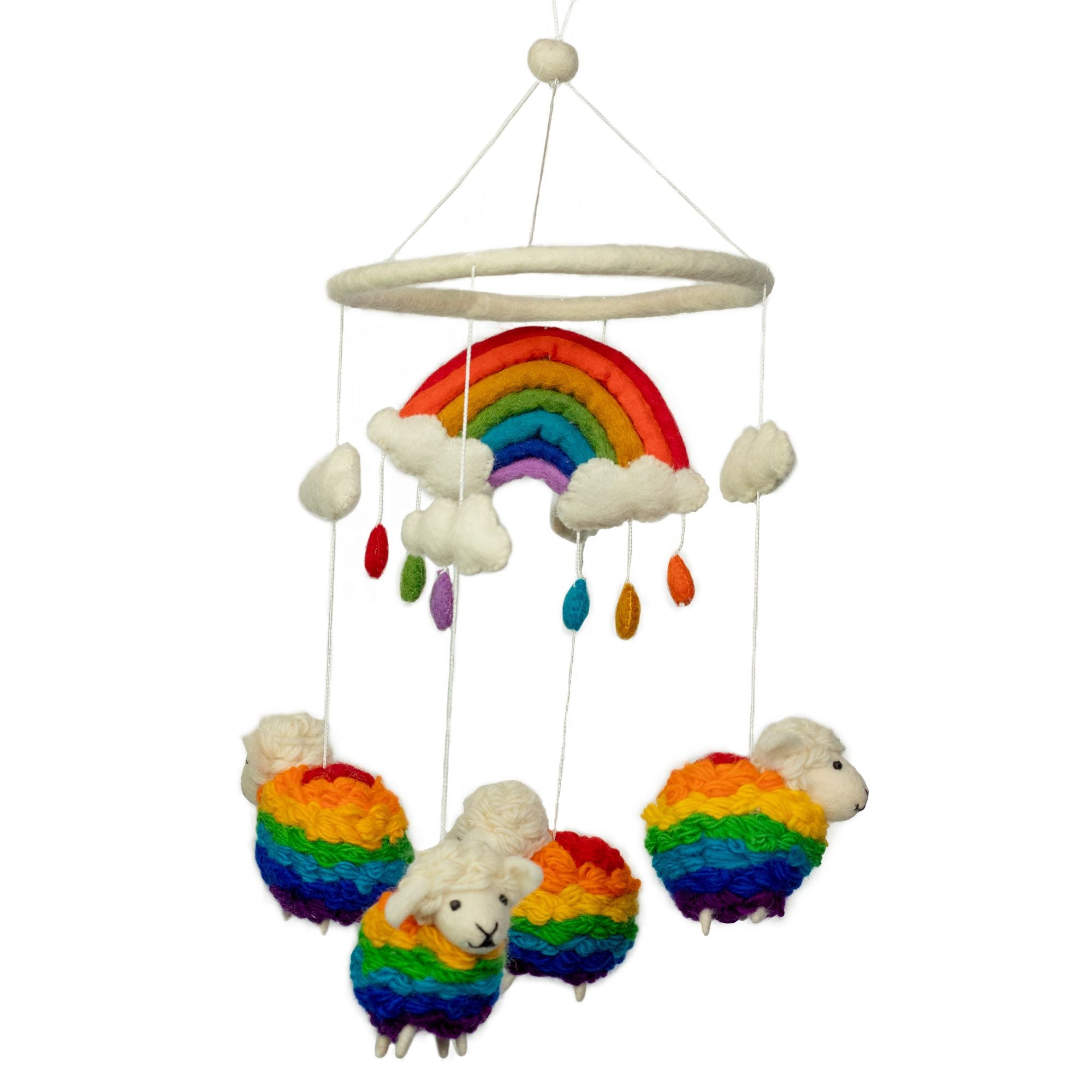 Rainbow Sheep Handmade Felt Mobile