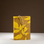 Lokta Bold Floral Mustard Brown Bamboo Lock Notebook  Medium