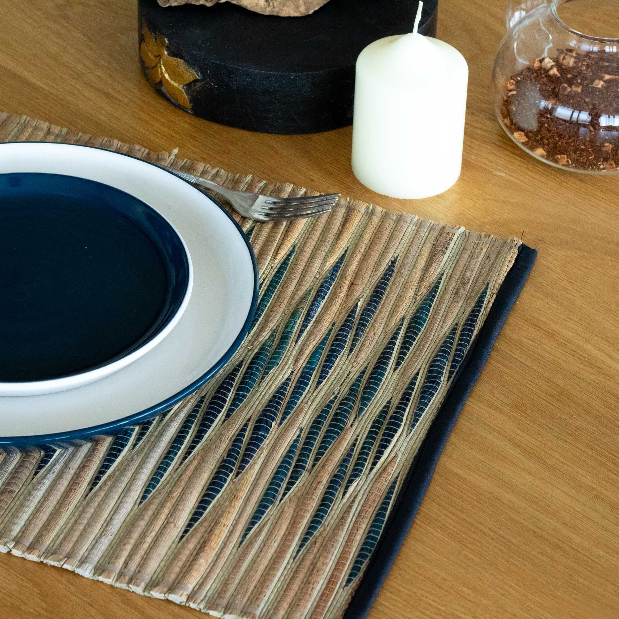 Blue Waves Water Hyacinth Natural Placemat