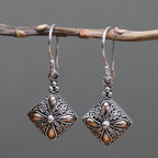 Square Drop Silver & Gold Earrings