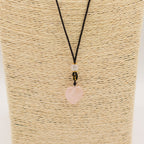 Rose Quartz Heart Cord Necklace Gemstone Pendant