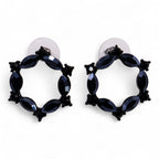 Loop Jet Black  Vintage Glass  Earrings