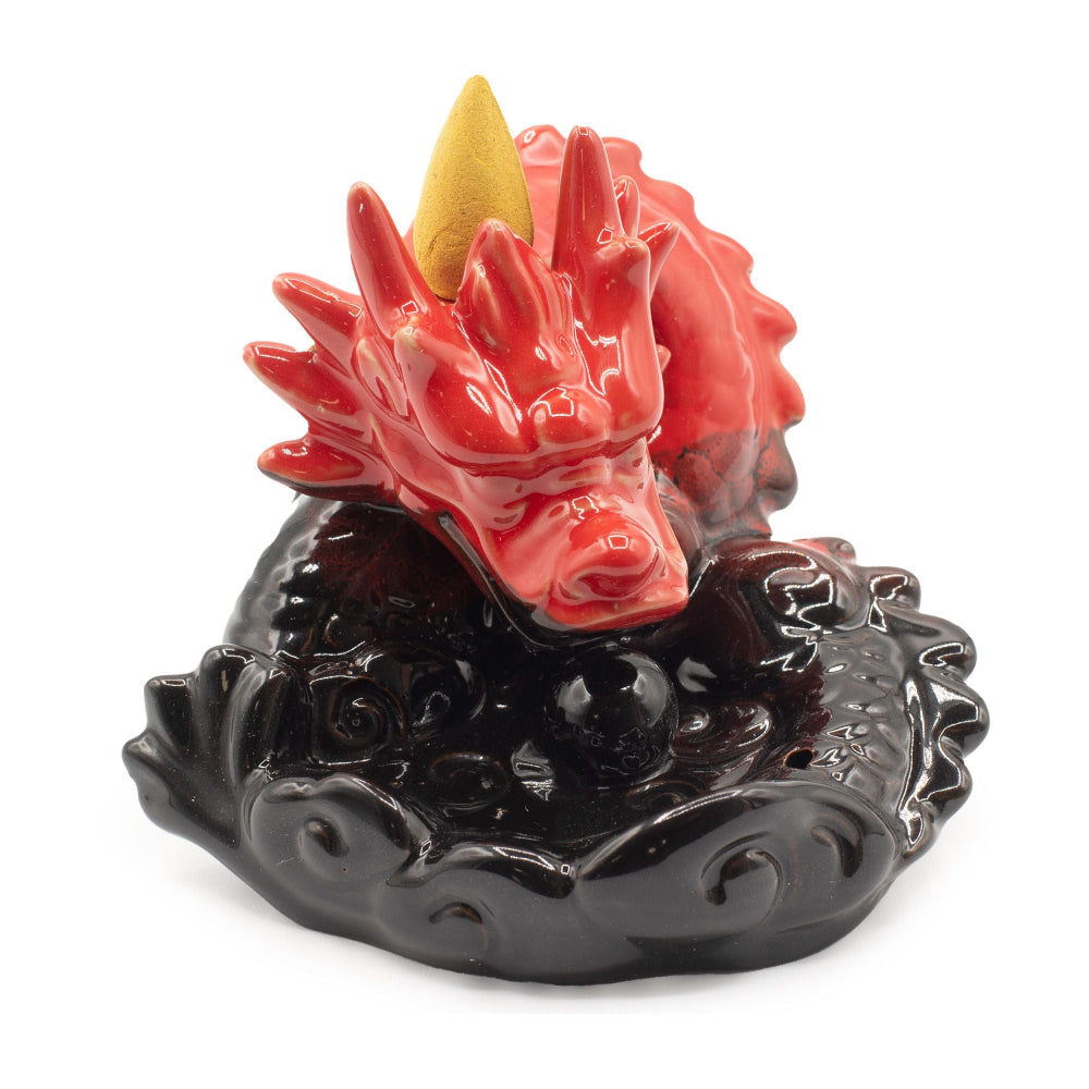 Small Red Dragon Backflow Incense Burner