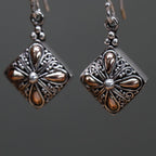 Square Drop Silver & Gold Earrings