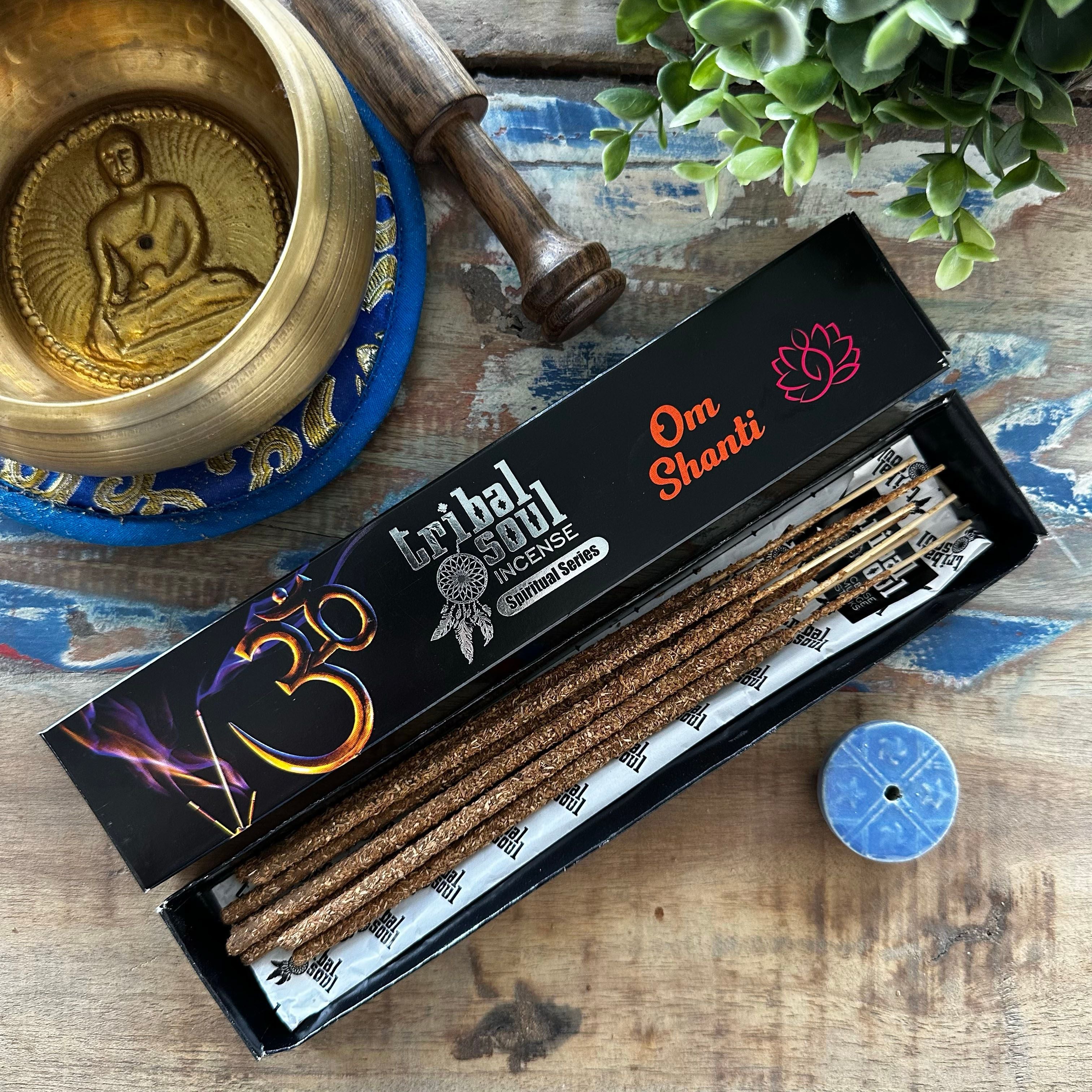Tribal Soul Spiritual Incense Sticks and Ceramic Holder Ohm Shanti