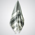 Striped towel with tassels on a white background