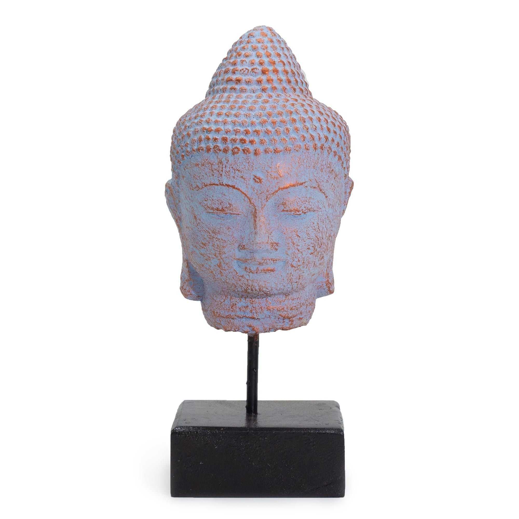 Blue Copper Stillness Buddha Head on Stand