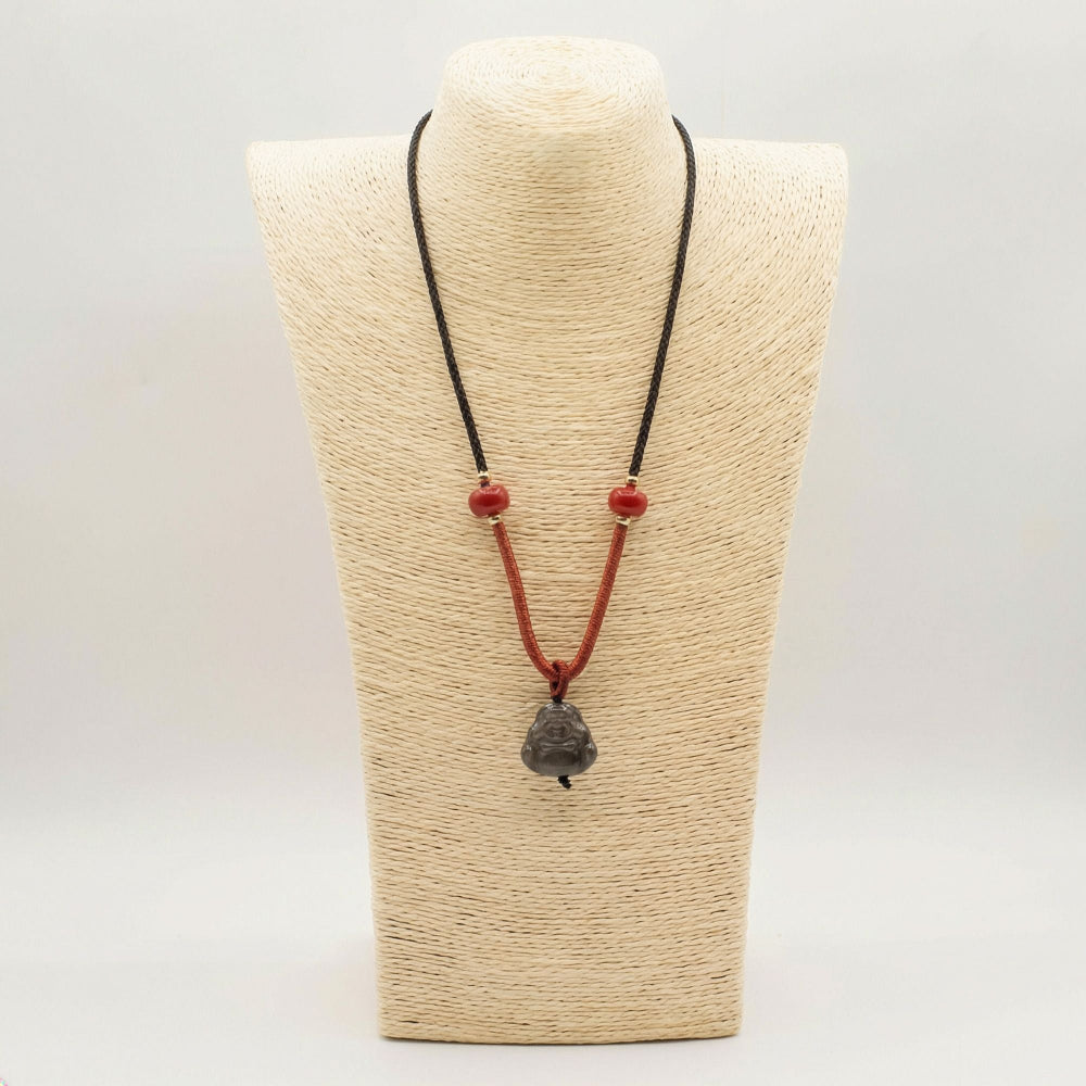 Sliver Obsidian Buddha Cool Gemstone Pendants