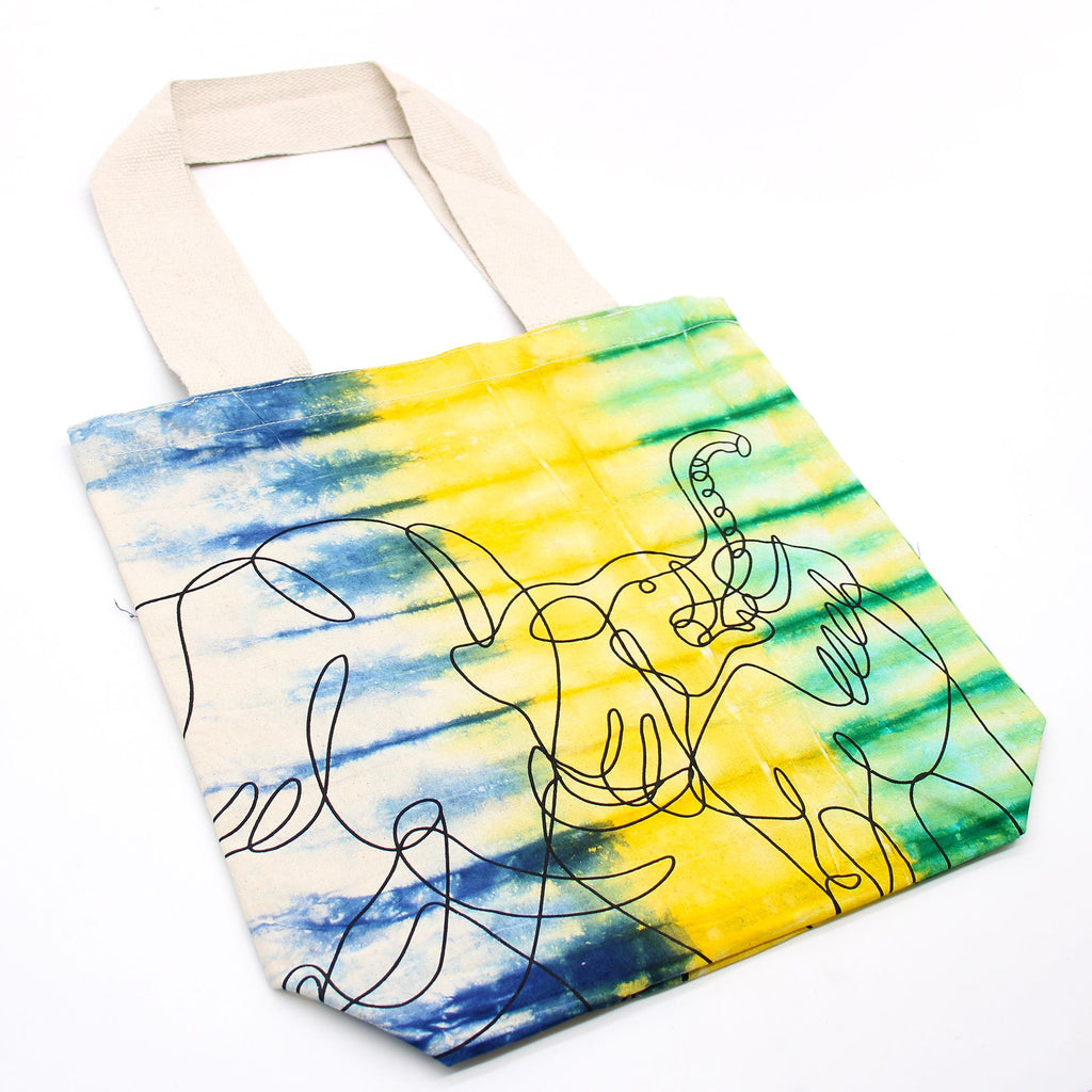 Elephants Multi  Tie Dye Cotton Bag (6oz)