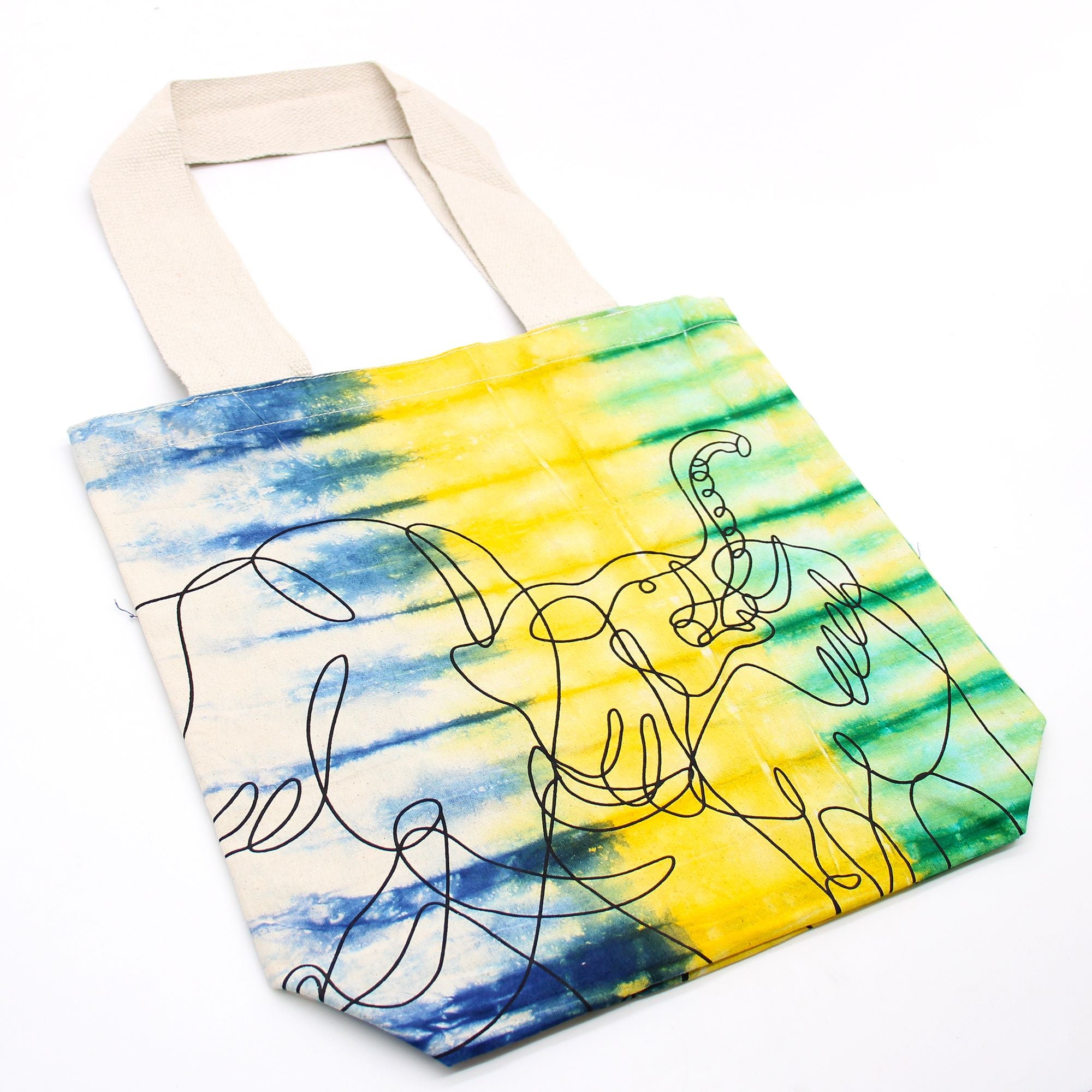 Elephants Multi  Tie Dye Cotton Bag (6oz)