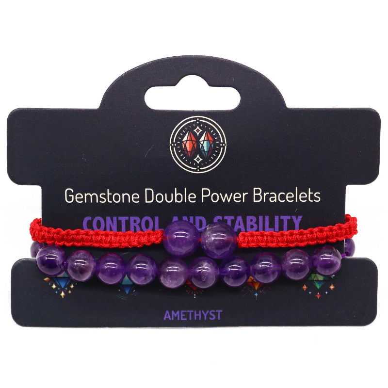 Amethyst Gemstone Double Power Bracelets