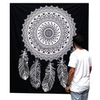 Dreamcatcher B&W Double Cotton Bedspread  Wall Hanging