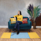 Yellow/ Blue Indian Cotton Rug