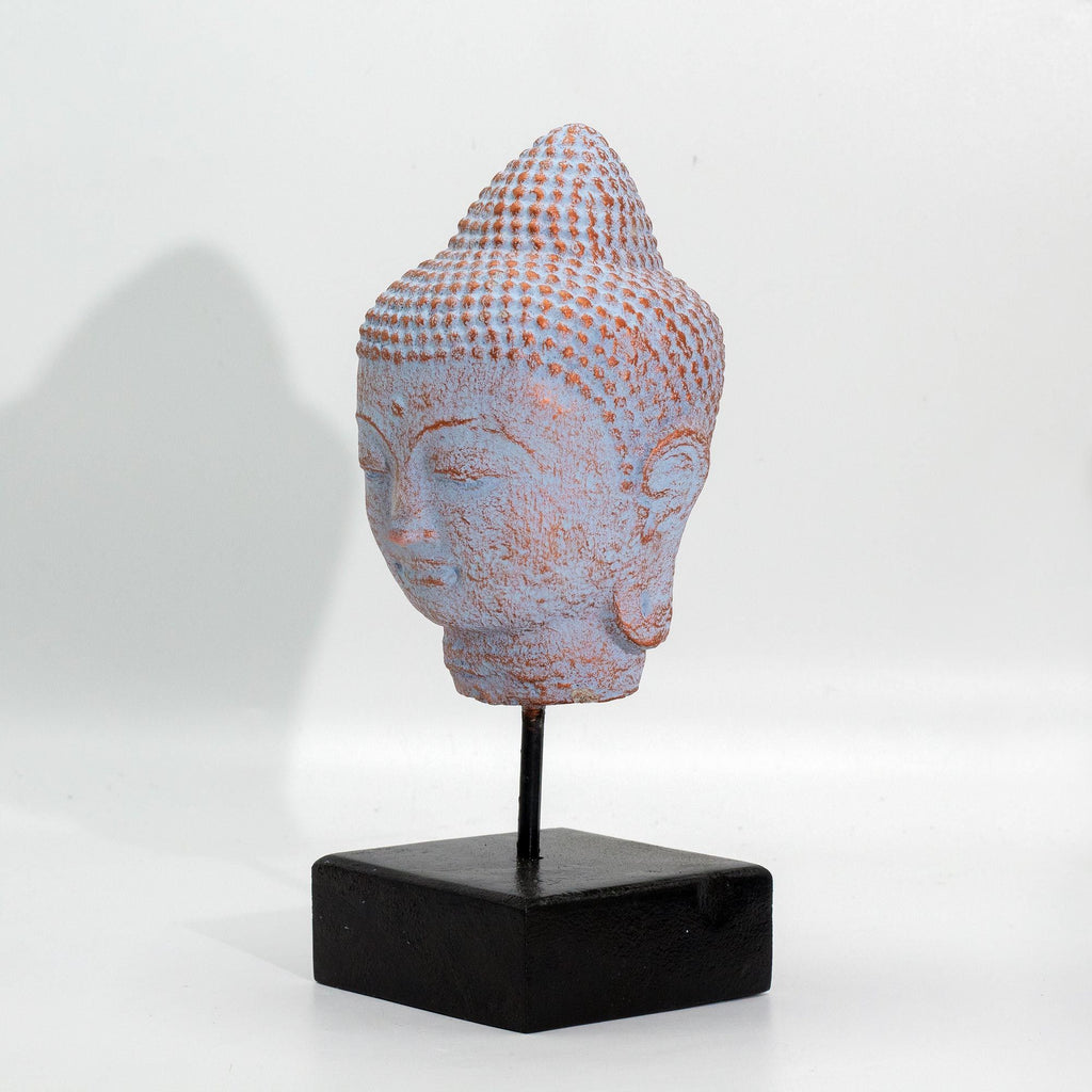Blue Copper Stillness Buddha Head on Stand