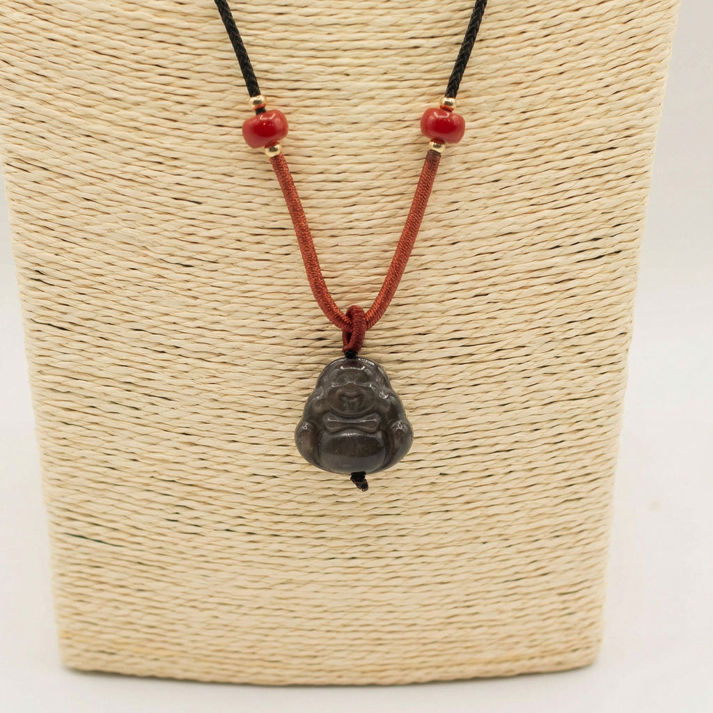 Sliver Obsidian Buddha Cool Gemstone Pendants