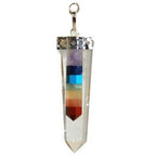 Crystal 7 Chakra Bounded Thin Point Flat  Pendulum