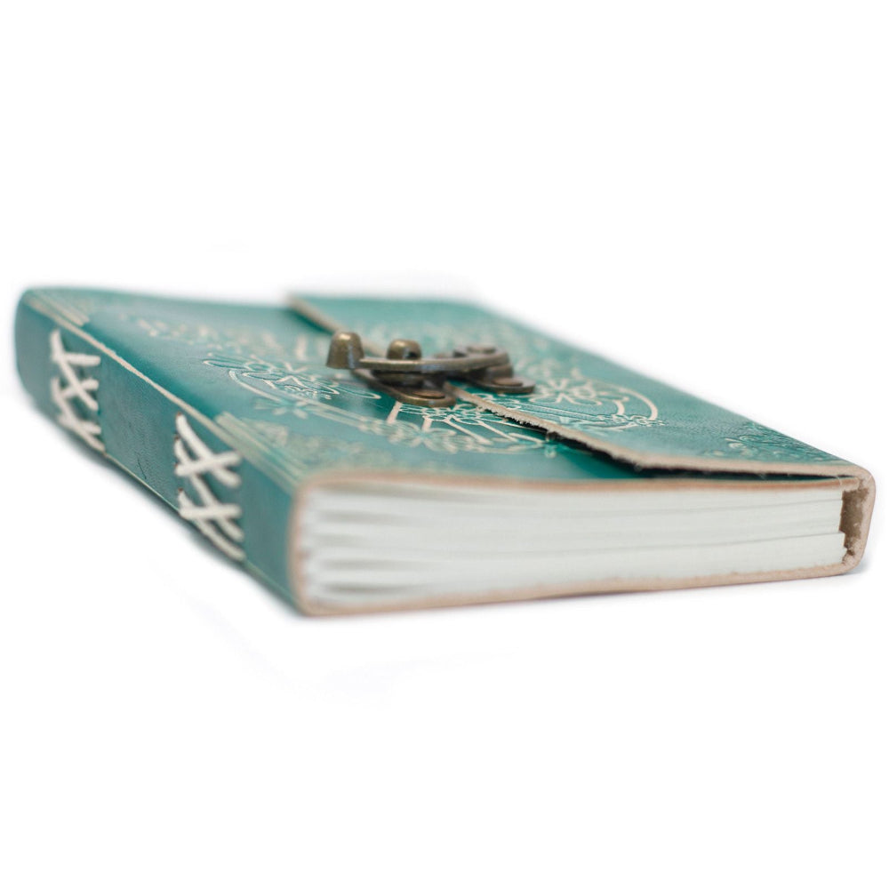 Peace Green Leather Notebook with Lock