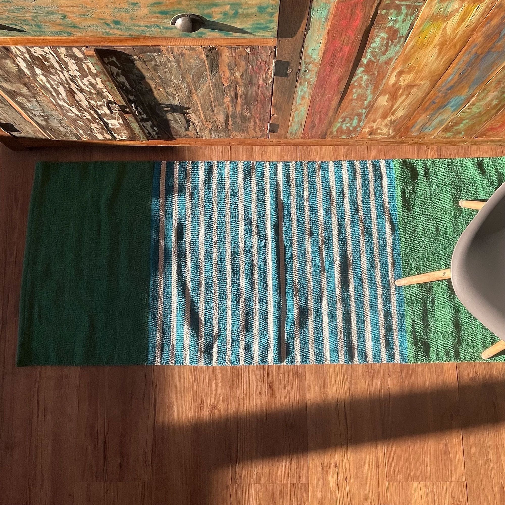 Blue/ Green Indian Cotton Rug