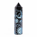 Mystic Story Sky Blue Black Obsidian Point