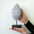 Blue Copper Stillness Buddha Head on Stand