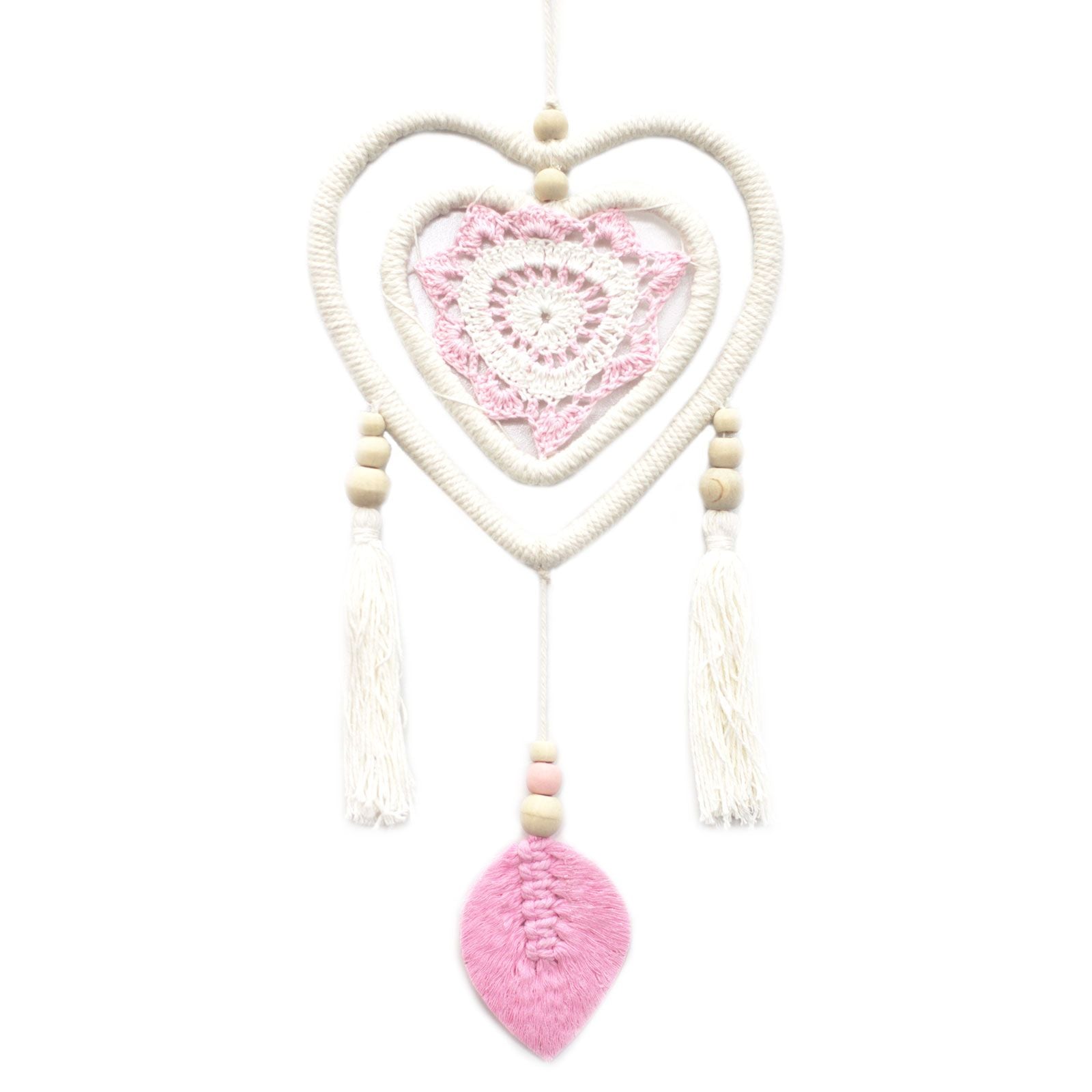 Pink Heart in Heart Dream Catcher Medium