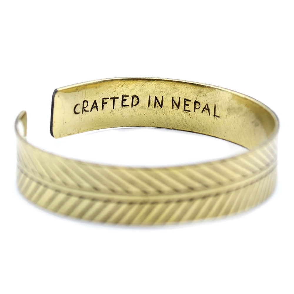 Wide Tribal Leaf Brass Tibetan Bracelet