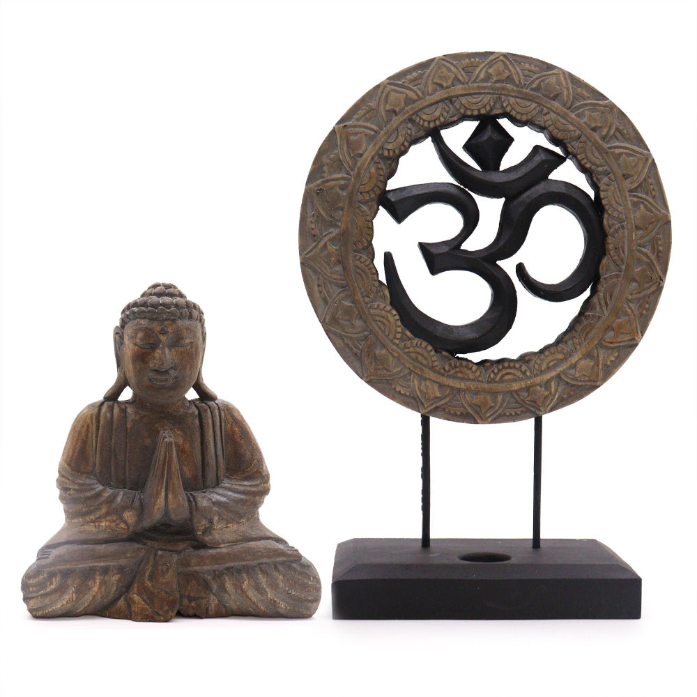 Om Grey & Black Buddha Feng Shui Set